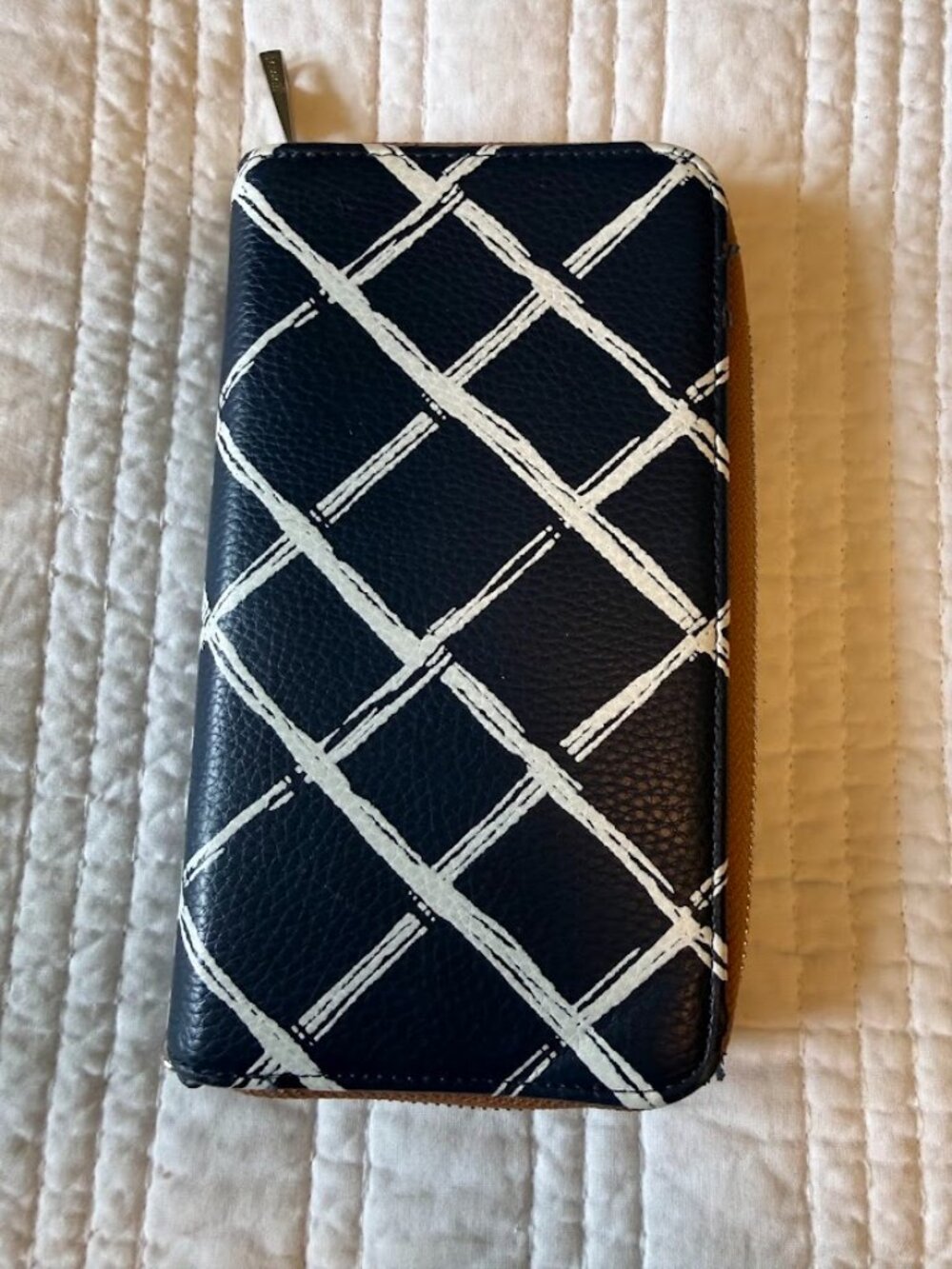 Retired Thirty One Jewell Navy White Zip Wallet Rubie Coastal Summer Vibes